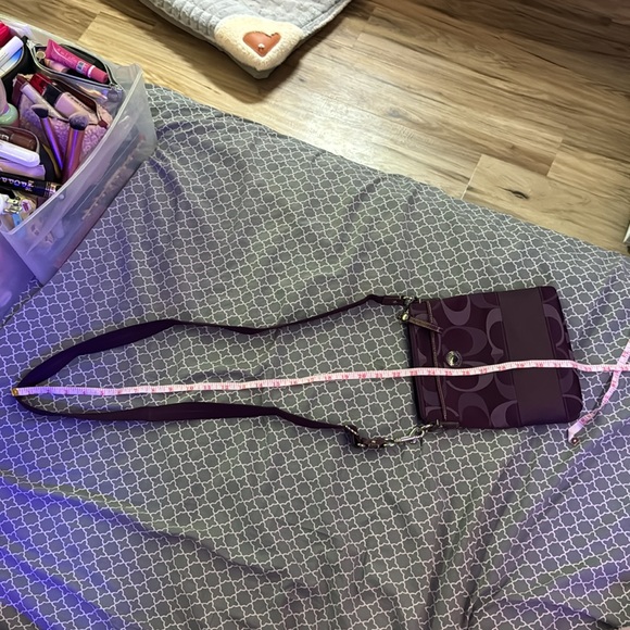 COACH Purple Jacquard Signature C Crossbody Messenger Shoulder Bag - Picture 12 of 14